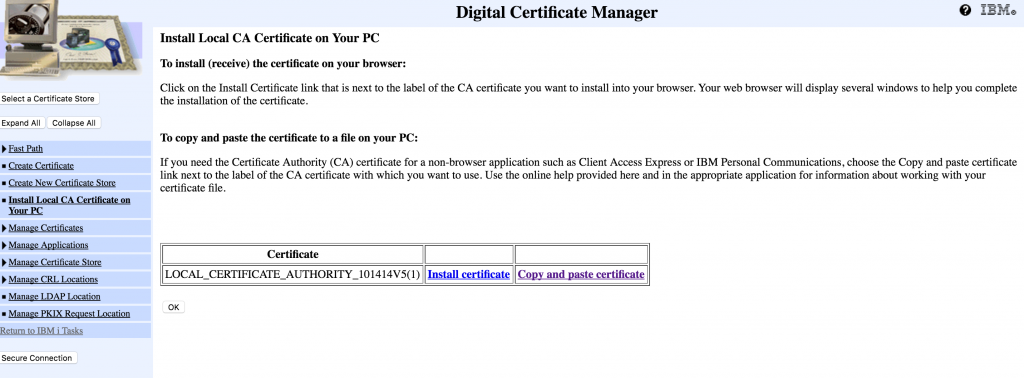 Mule IBM i SSL4 Copy Paste Certificate