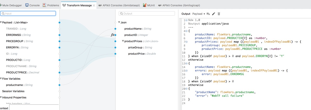 IBM i Business Logic API with Mule-Transform Message